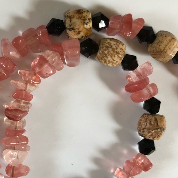 SOLD Jewelry Set-Necklace & Earrings-Cherry Quartz - Picture 6 of 7